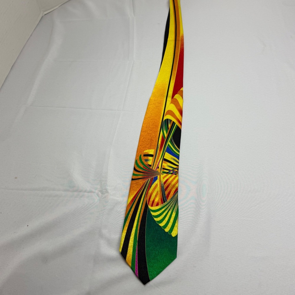 Panatelli Necktie Mens 58" x 4" Multicolor Abstract Geometric Silk Made in Italy